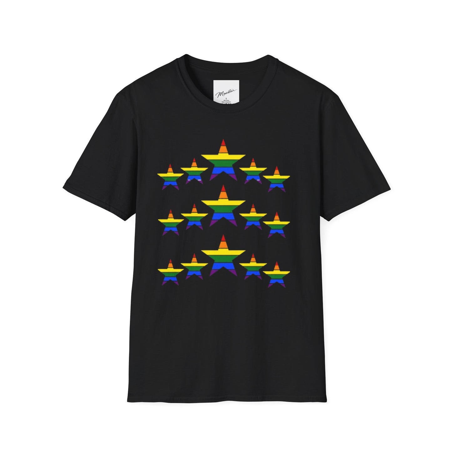 Pride Star T-Shirt - Unisex Softstyle Tee, LGBTQ+ Pride Shirt, Rainbow Star Graphic Tee, Festival Wear, Gift for Allies