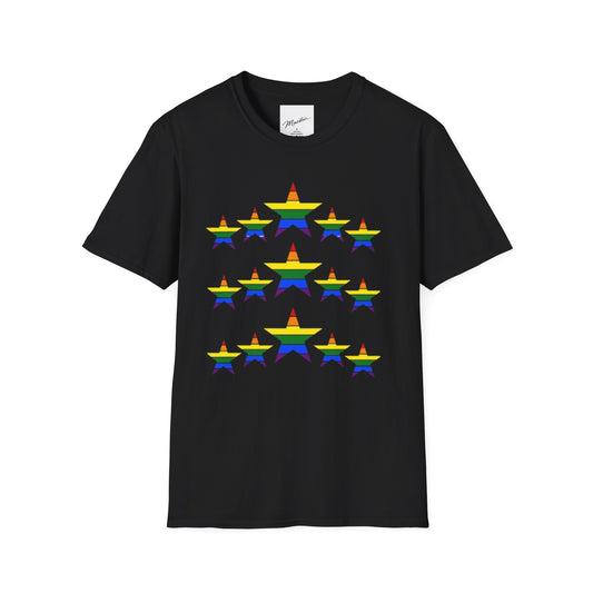 Pride Star T-Shirt - Unisex Softstyle Tee, LGBTQ+ Pride Shirt, Rainbow Star Graphic Tee, Festival Wear, Gift for Allies